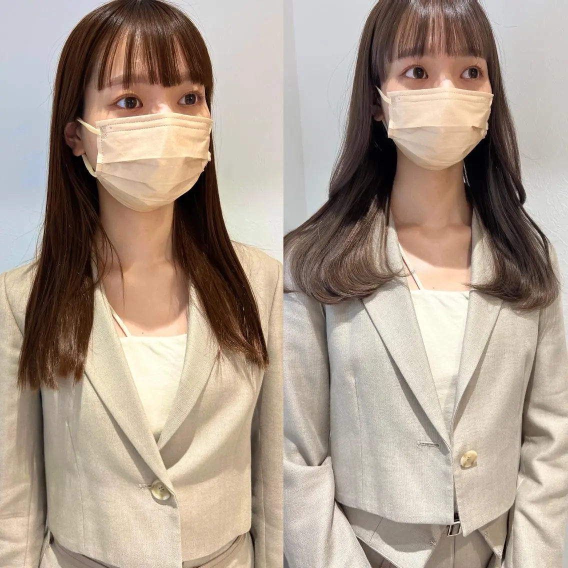 ロング カラー ヘアアレンジ ベージュカラー カット ヘアカラー トリートメント 韓国モテhair🍑 momoのヘアスタイル