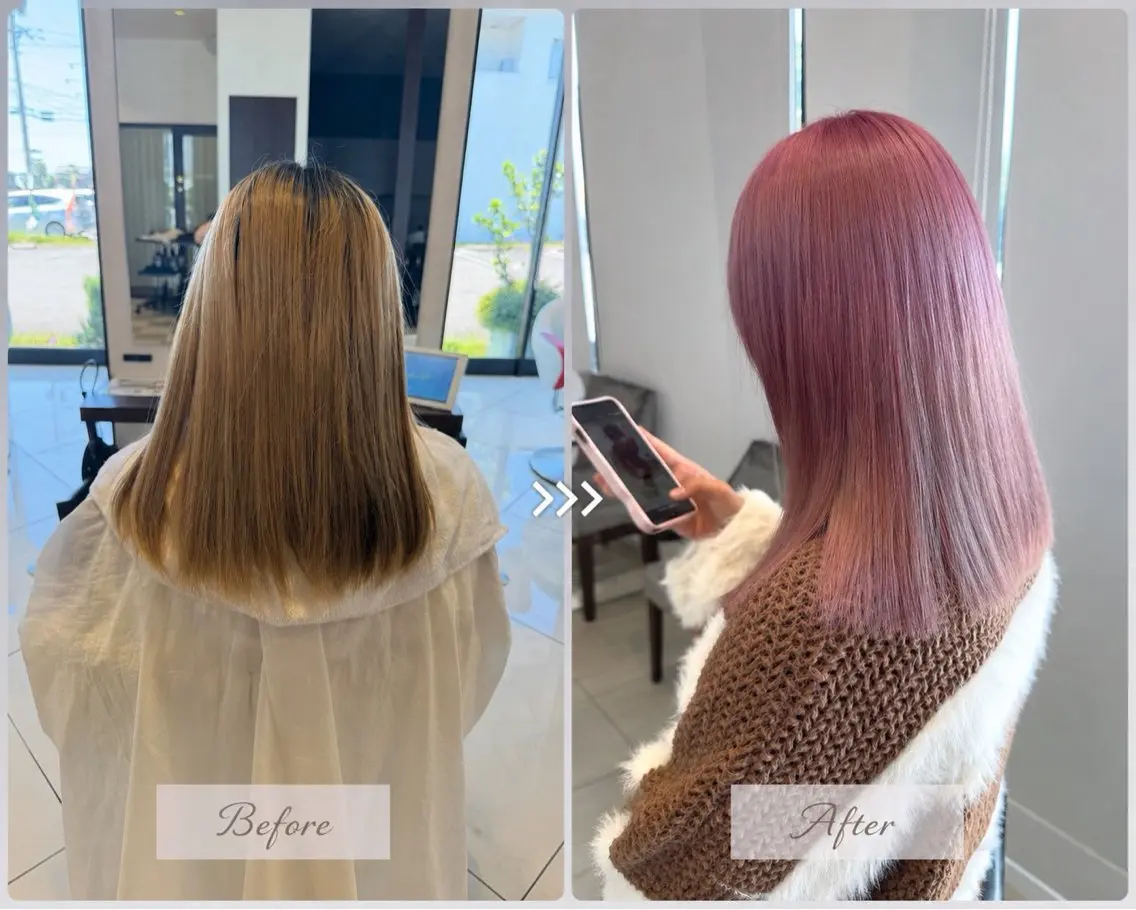 カラー ピンクカラー 荒木 郁実のヘアスタイル