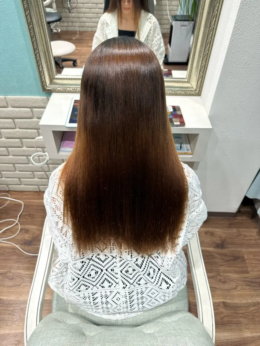 ロング パーマ 縮毛矯正 縮毛矯正 山下/高田馬場 /美髪/透明感カラーのヘアスタイル