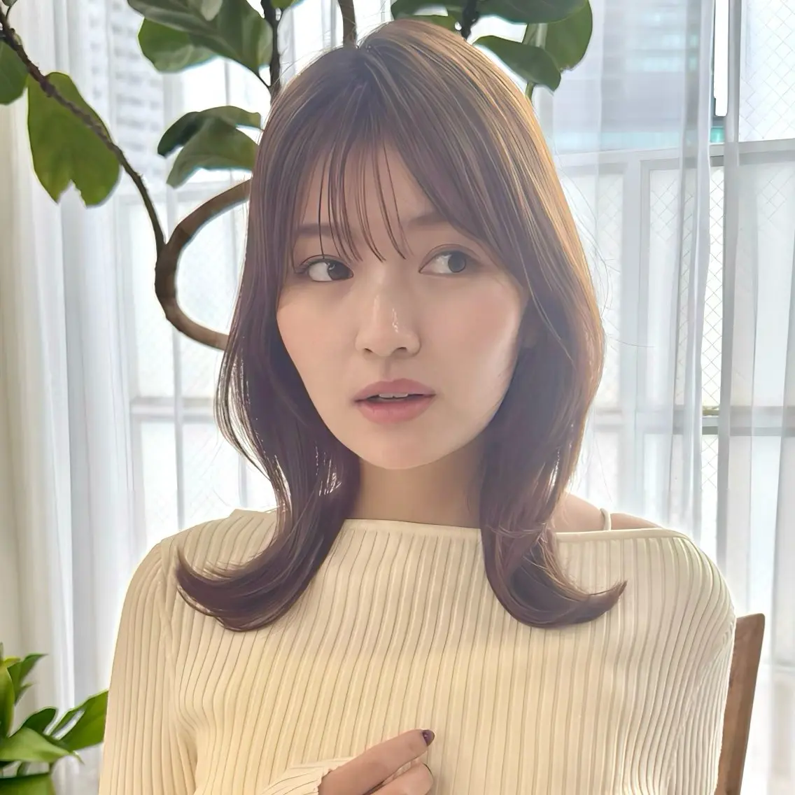 ミディアム カラー パーマ くびれヘア レイヤーカット ️🫧レイヤーカット /れいか️️🫧のヘアスタイル