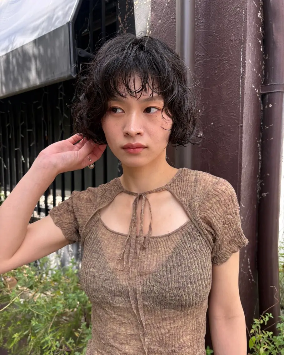 ショート パーマ カット パーマ 大阪|似合わせパーマ ヤマシタミウ🌀のヘアスタイル