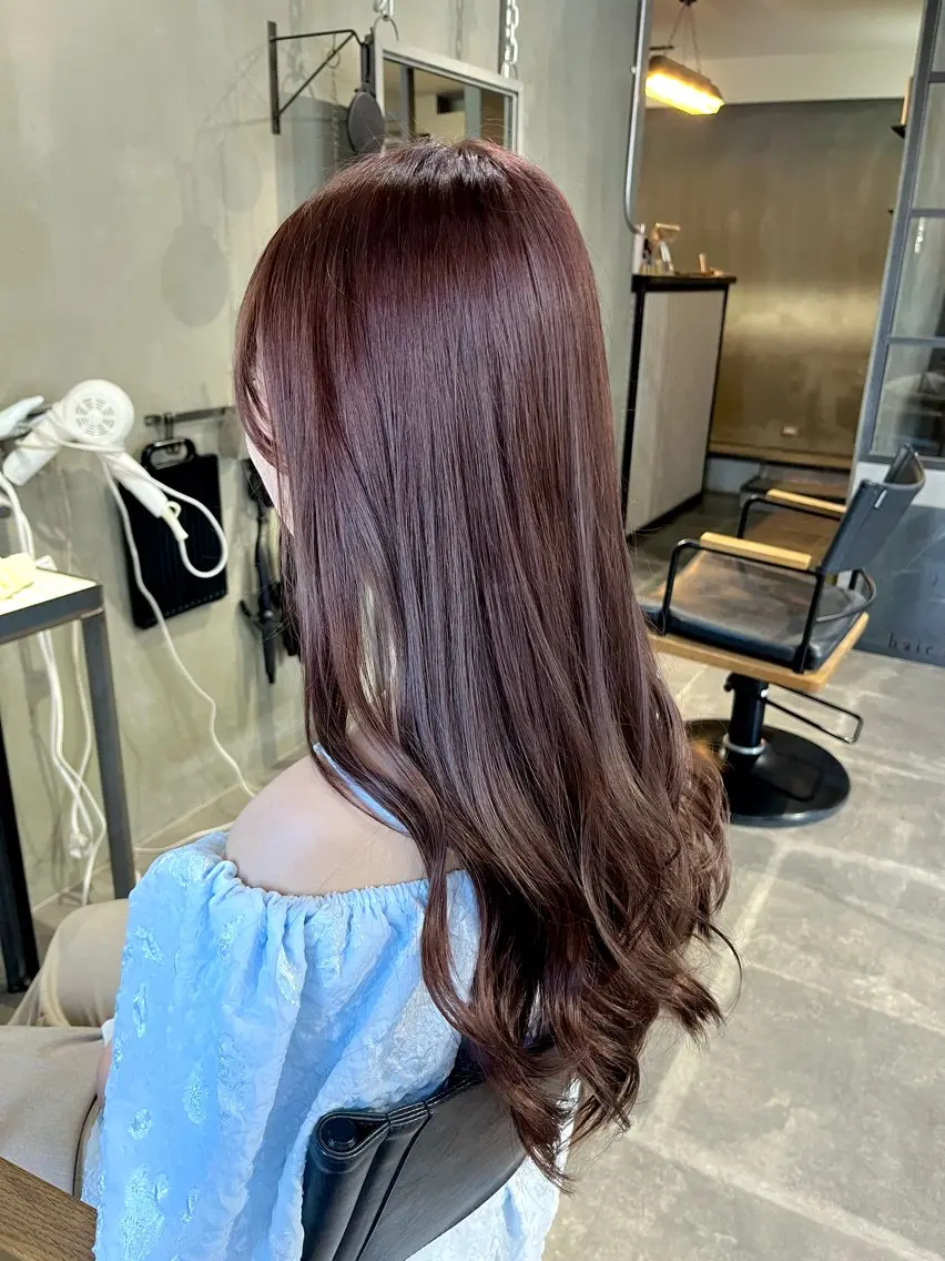 ロング カラー グレージュ ラベンダーカラー ラベンダーグレージュ ラベンダーグレー ヘアカラー トリートメント 透明感♥韓国ヘア HINAのヘアスタイル