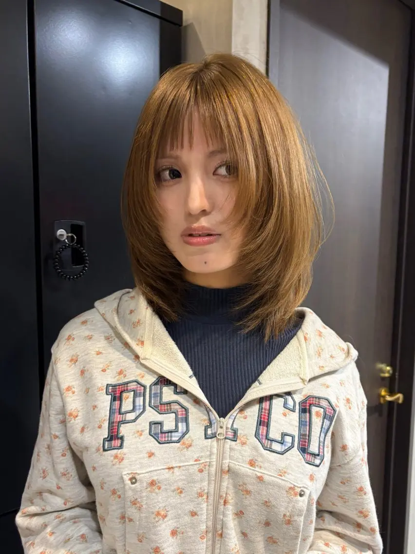 ミディアム カラー 透明感カラー ダブルカラー オレンジ カット レイヤー/メンズ/ kaedeのヘアスタイル