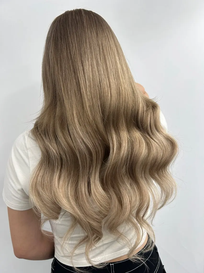 ロング カラー シールエクステ バレイヤージュ ベージュカラー ダブルカラー ハイライトカラー ヘアカラー エクステ レイヤー/エクステ alpha下妻のヘアスタイル