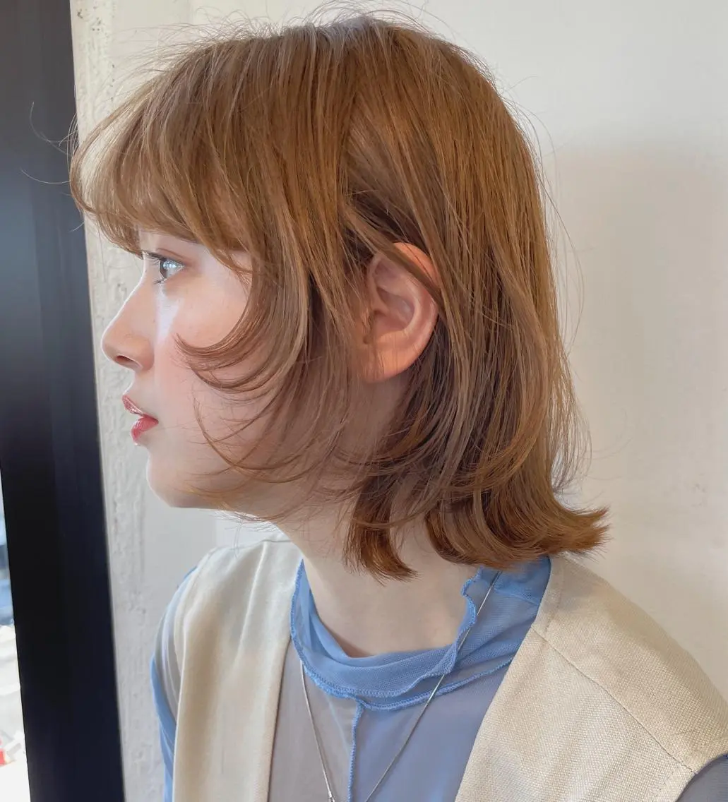 ミディアム カラー ボブレイヤー ボブ 顔まわりレイヤー レイヤーカット 似合わせヘア🤍 面田法子のヘアスタイル