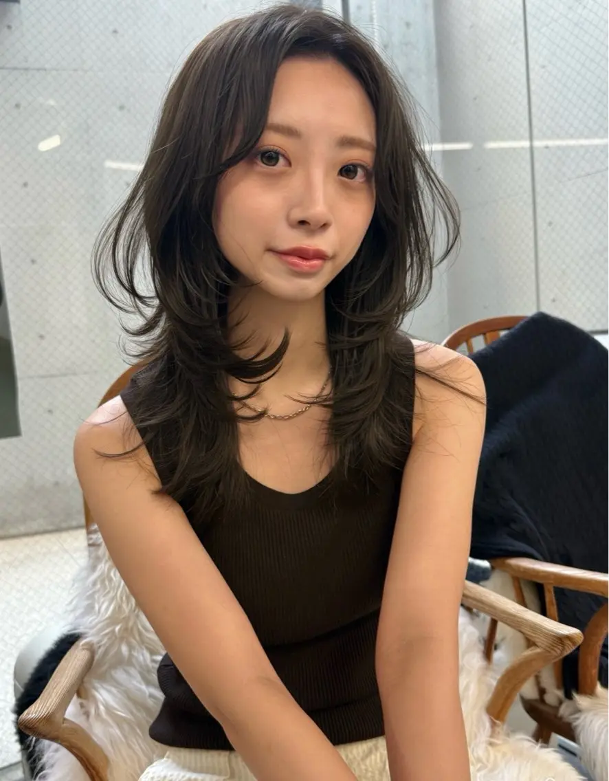 セミロング カラー 透明感カラー ミント レイヤーカット カット ヘアカラー トリートメント 松尾太樹 【pia】福岡美容室のヘアスタイル