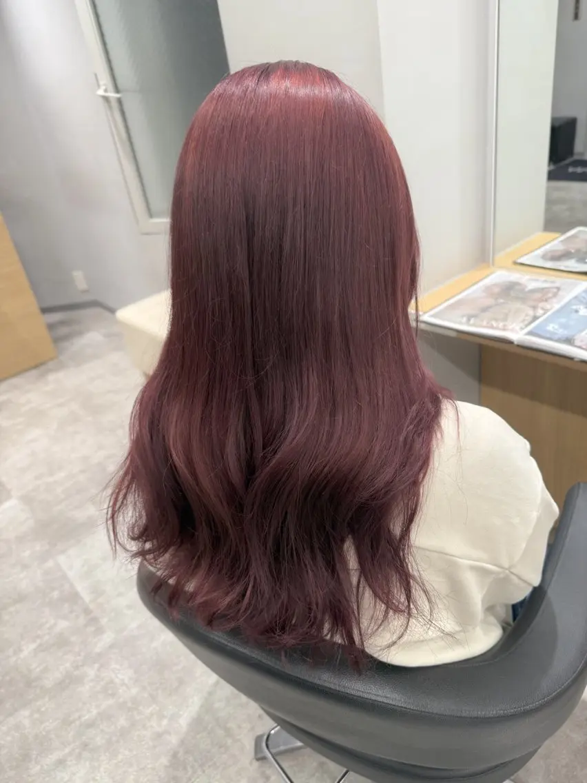 ロング カラー ブリーチ ピンクカラー ヘアカラー 巻ける髪質改善🫧ハ イライト/永田汰伊智のヘアスタイル