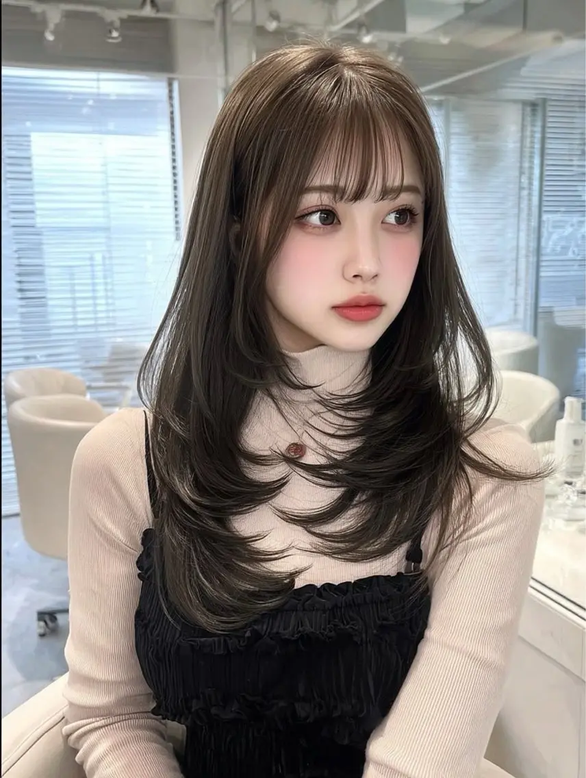 ロング カラー カット ヘアカラー トリートメント ✂️垢抜け/トレンド レイヤー/韓国/IRのヘアスタイル