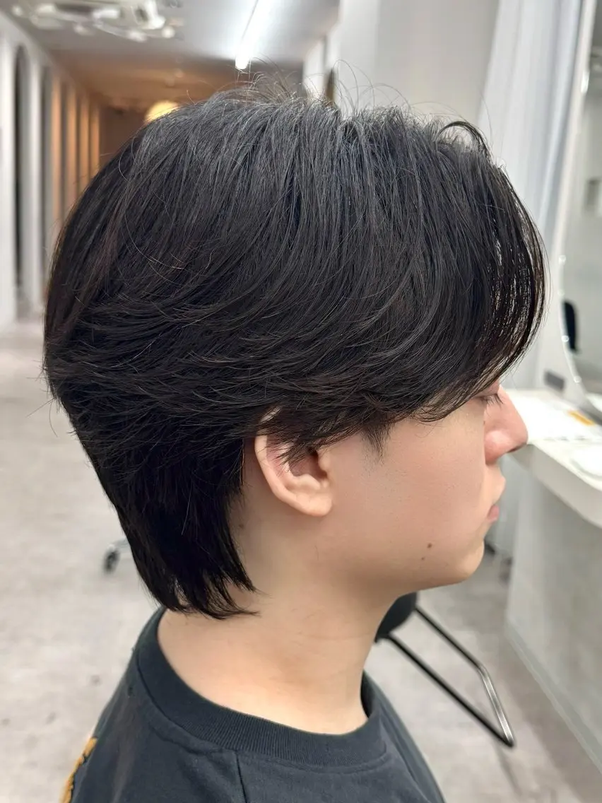 パーマ メンズ センターパート ダウンパーマ カルマパーマ メンズ韓国風 マッシュウルフ カット パーマ トリートメント Ayuki /福岡/メンズカットのヘアスタイル