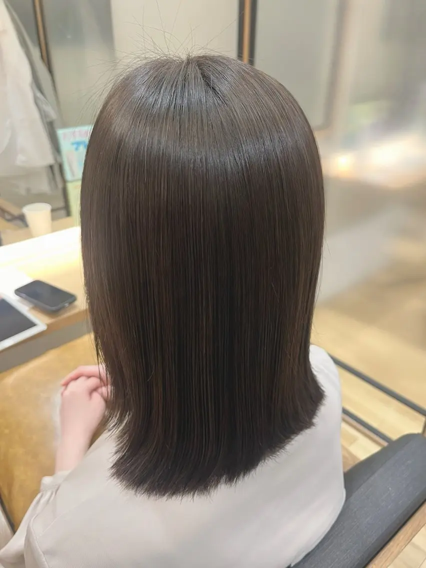 ミディアム 縮毛矯正 縮毛矯正 あらい しほのヘアスタイル