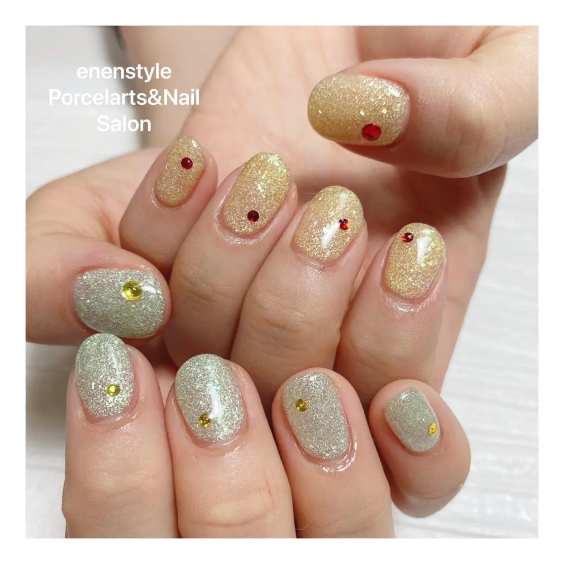 ミディアム ネイル 🐾enen style 🐾のネイルデザイン