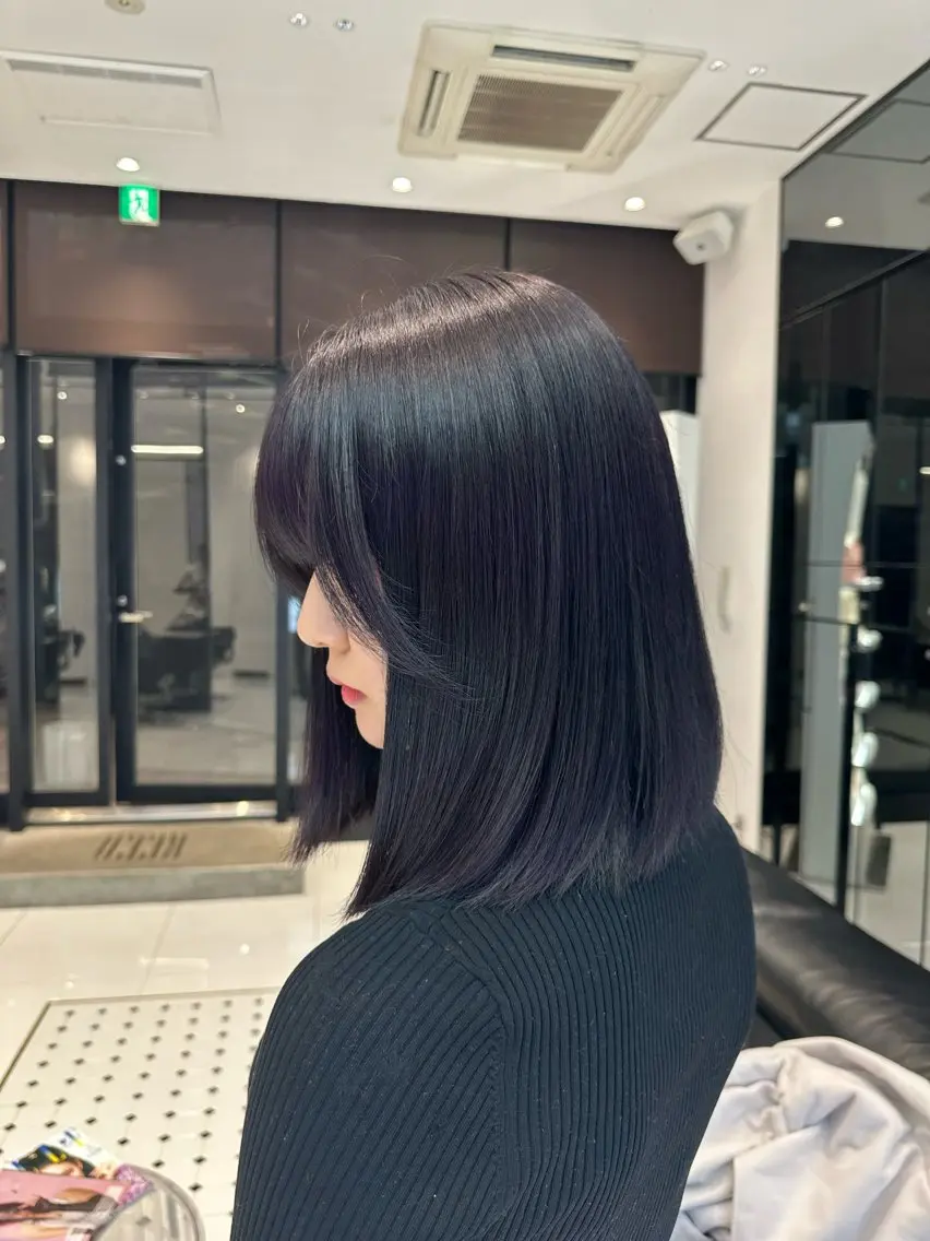 カラー ディープパープル ハッシュカット ✦·.⋆  SAYAのヘアスタイル