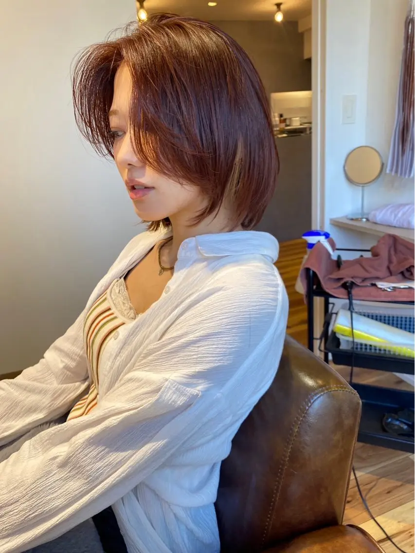 カラー ベージュカラー ブリーチ ブラウンカラー マロンブラウン ブリーチなしカラー Mint セイナのヘアスタイル