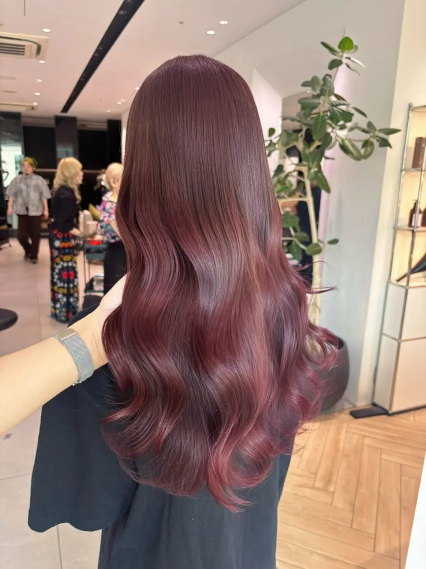 ロング カラー ピンクカラー 韓国風ヘア レイヤーカット カット ヘアカラー トリートメント 銀座/韓国レイヤー/ 艶カラー🍓原田侑依のヘアスタイル
