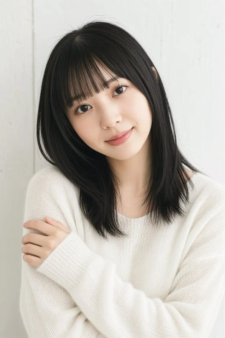 セミロング シースルーバング 石沢 知康 丁寧カウンセリングのヘアスタイル