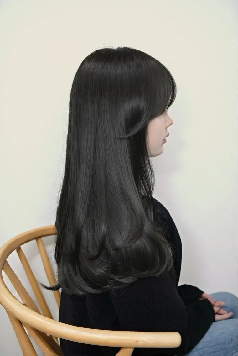 ロング カラー ブリーチ 透明感カラー グレージュ ミント ブリーチなしカラー カット ヘアカラー ブリーチなし透明感 カラー/チサト🌿のヘアスタイル