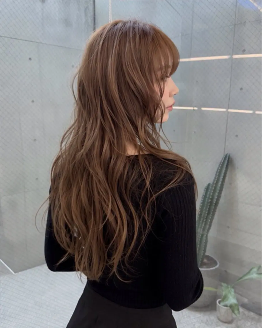 ロング ハッシュカット 韓国風ヘア レイヤーカット トリートメント カット pia 薬院のヘアスタイル