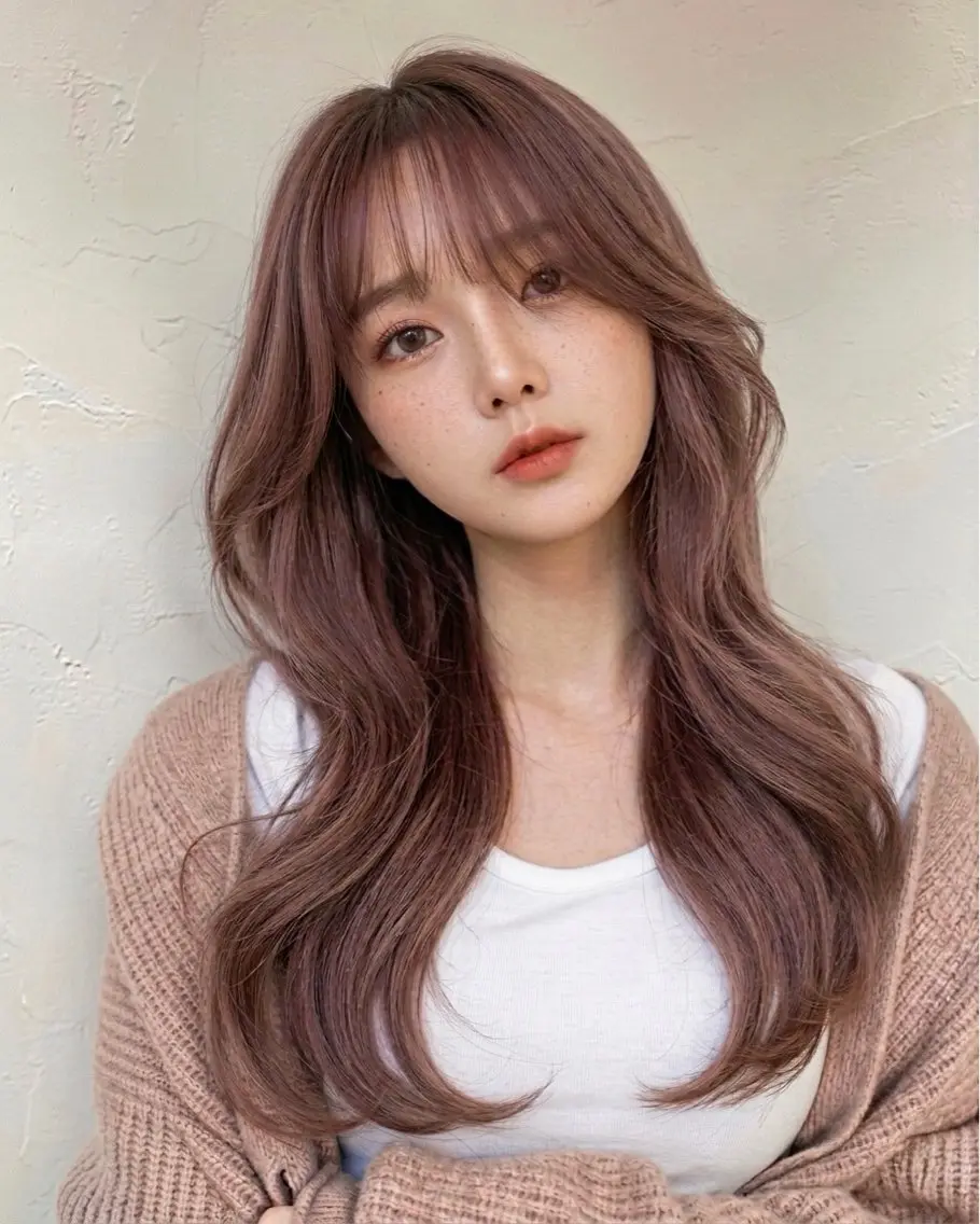 ロング レイヤーカット カット ヘアカラー トリートメント 拓麿✂︎/韓国ヘア× コテ巻きパーマのヘアスタイル