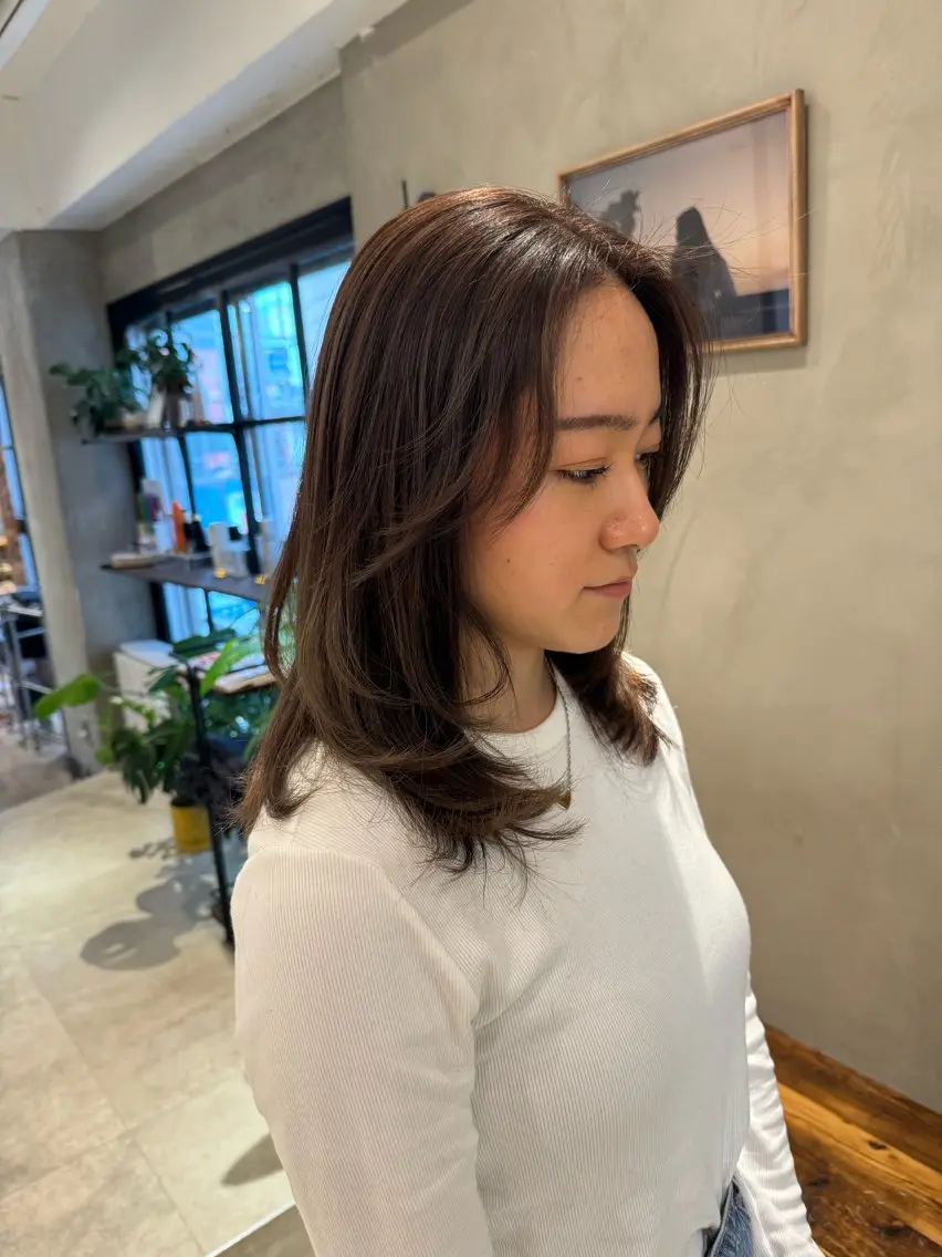 セミロング カット ヘアカラー トリートメント 新宿/顔周りカット +レイヤー＝しずく♩のヘアスタイル