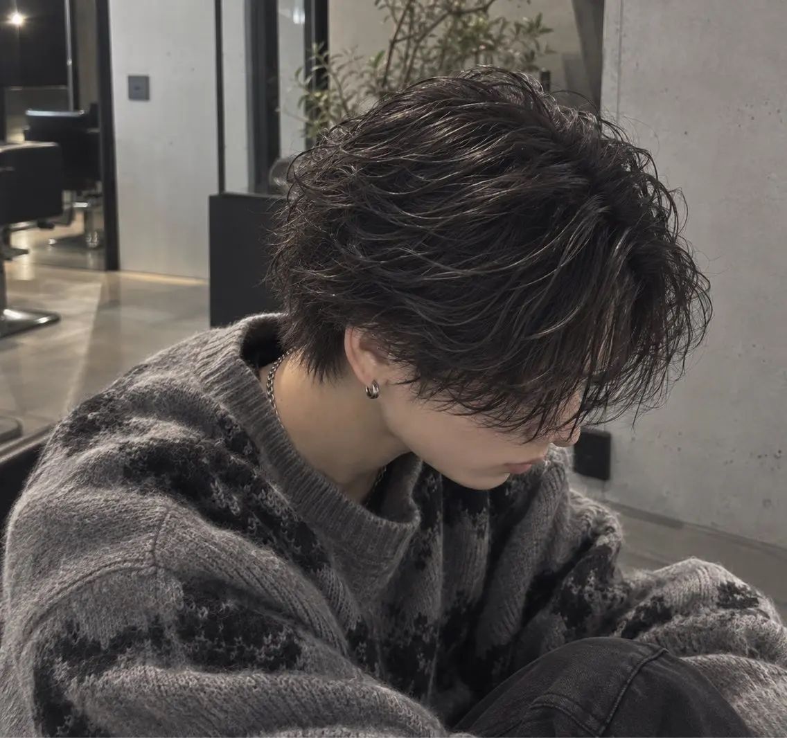 パーマ メンズ カット パーマ ヘアセット ✨メンズカラー支持 率No.1/湘海✨のヘアスタイル