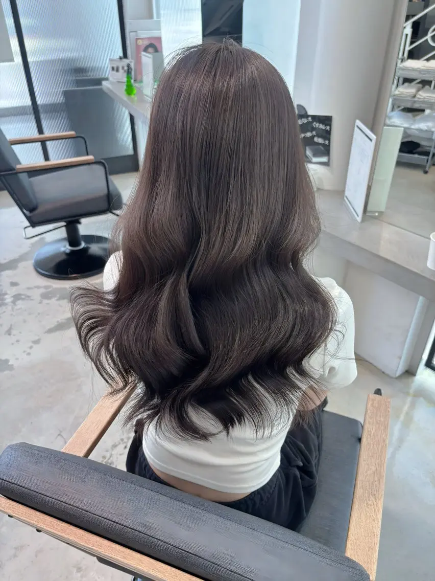 セミロング 顔周りカット レイヤーカット カット ヘアカラー トリートメント yui/レイヤー/ グレージュ/似合わせのヘアスタイル
