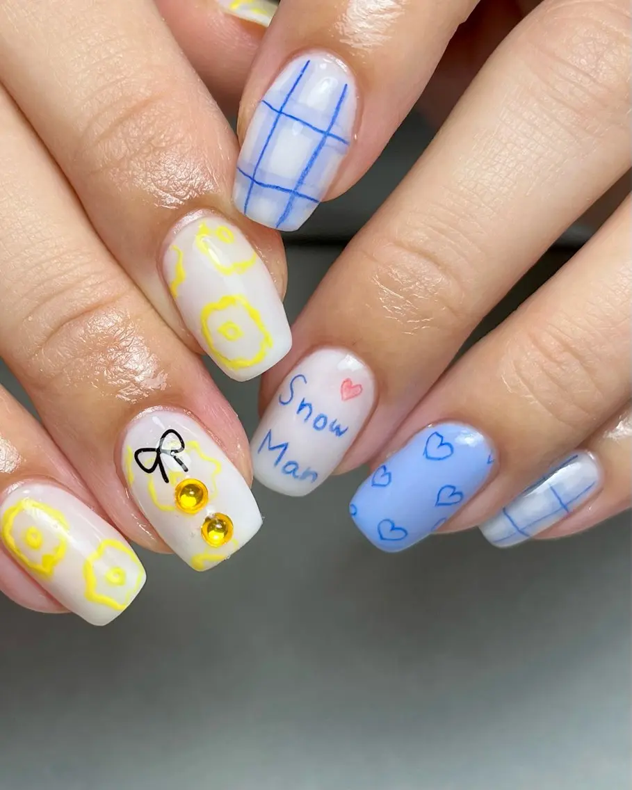 ネイル ハンドネイル tsumeya ゆるかわ手描きネイルのネイルデザイン