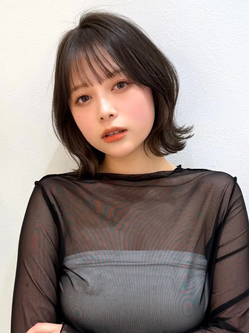 ミディアム カット ヘアカラー トリートメント 新宿/髪質改善/ボブ 韓国レイヤー大重聖斗のヘアスタイル