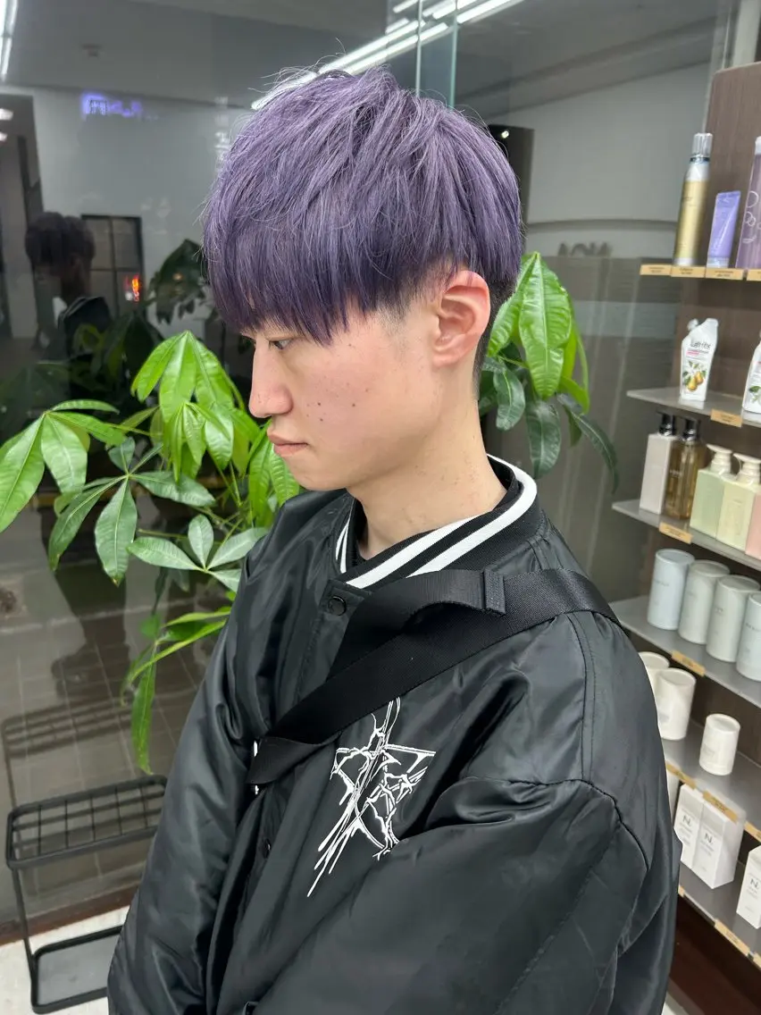 ショート カラー メンズ ブルーカラー ブルーラベンダー ラベンダーカラー ヘアカラー メンズパーマの達人 / タカシマダイスケのヘアスタイル