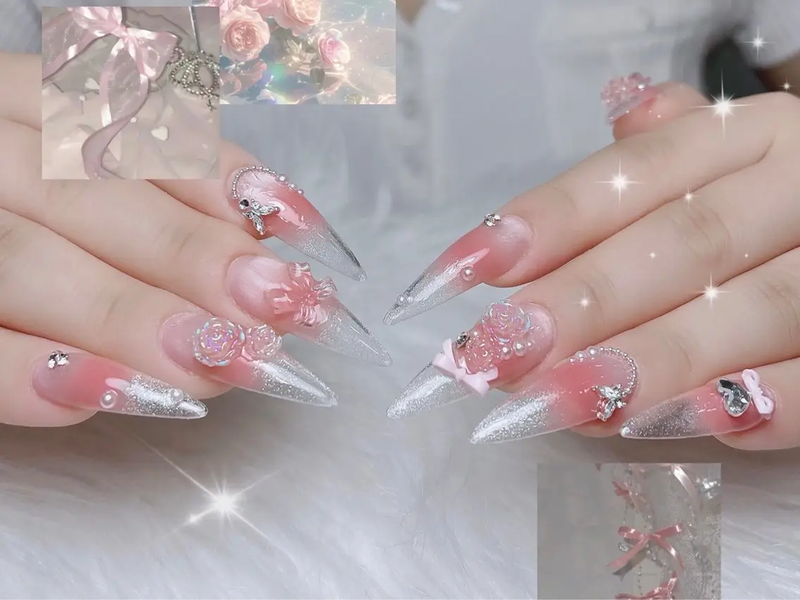ネイル アートネイル オーロラネイル フレンチネイル ジェルネイル グラデーション ハンドネイル Sora  Nail 長さ出し専門店のネイルデザイン