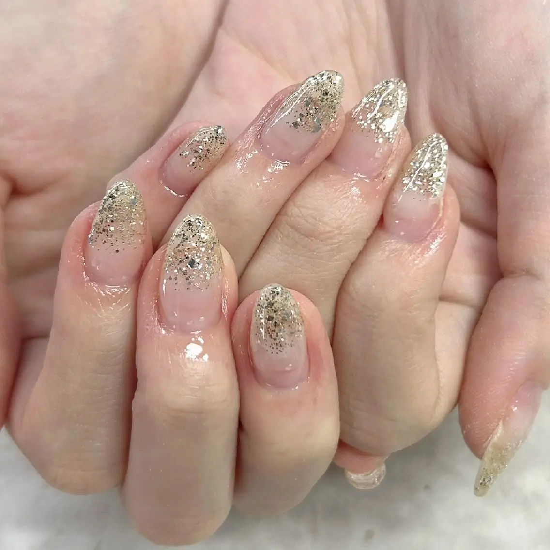 ネイル ラメ(グリッター) ラメグラデーション ハンドネイル jewelry & nailecxia のネイルデザイン