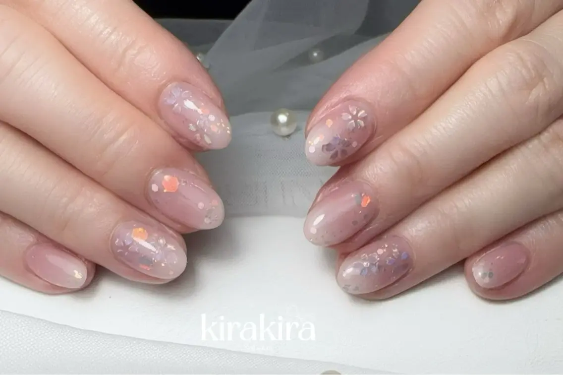 ネイル 入学式 フットネイル 卒業式 キラキラネイル マグネットネイル Kirakira Nail salonのネイルデザイン