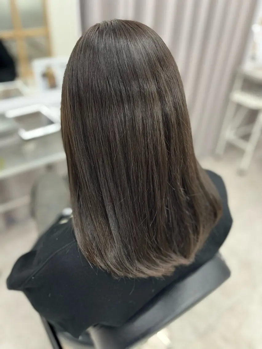 セミロング カラー ベージュカラー イルミナカラー オリーブベージュ オレンジ 🫧ぷる艶カラー🫧 Yuubi🦩のヘアスタイル