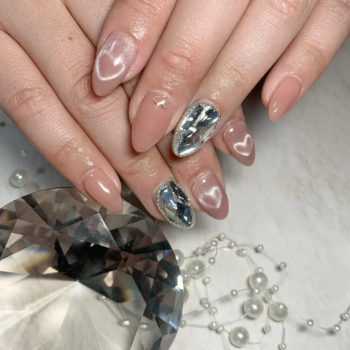ネイル ハート マグネットネイル ハンドネイル nail salon M'U【エムユー】のネイルデザイン