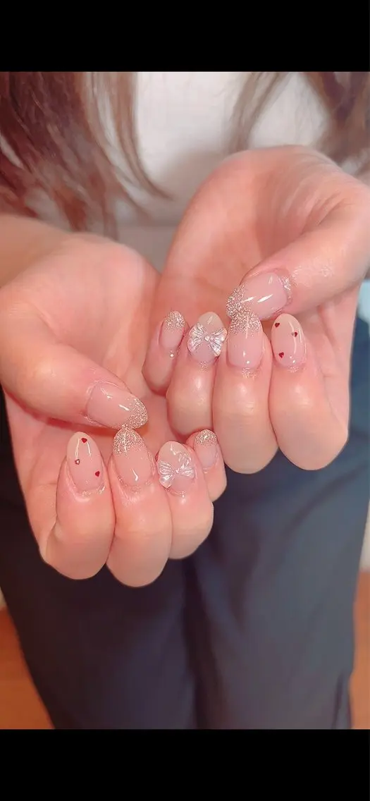 ネイル 韓国ネイル リボン ハンドネイル LOVE NAIL 💕Sonoのネイルデザイン