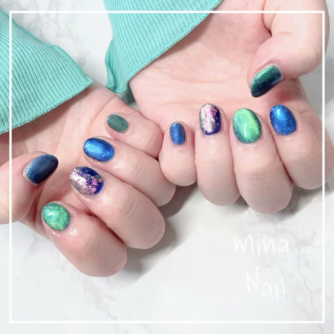 ネイル オーロラネイル マグネットネイル mina Nailのネイルデザイン
