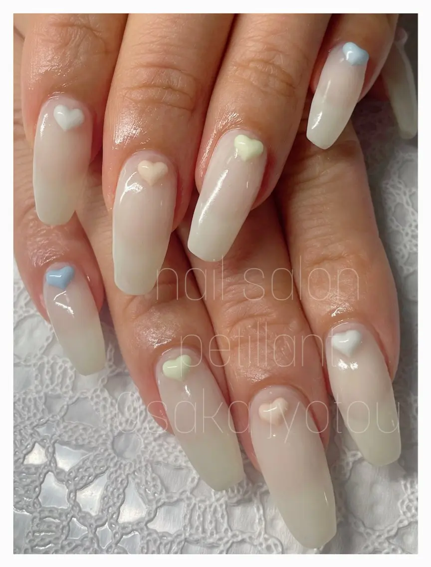ネイル アートネイル ハート nail salon petillantのネイルデザイン