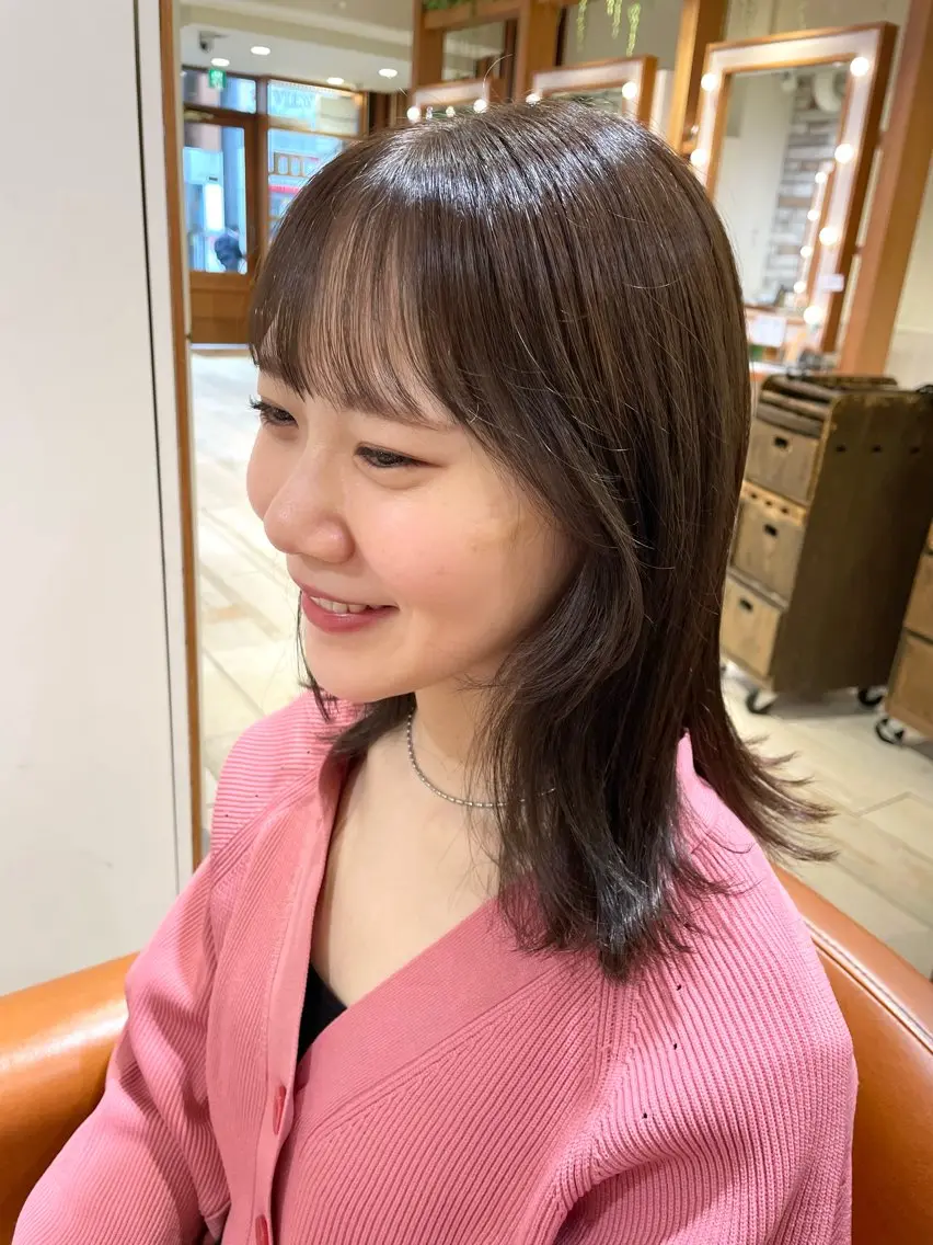 ミディアム カラー ブリーチ くびれヘア レイヤーカット ローレイヤー 清水 ちひろ ✄トップスタイリストのヘアスタイル