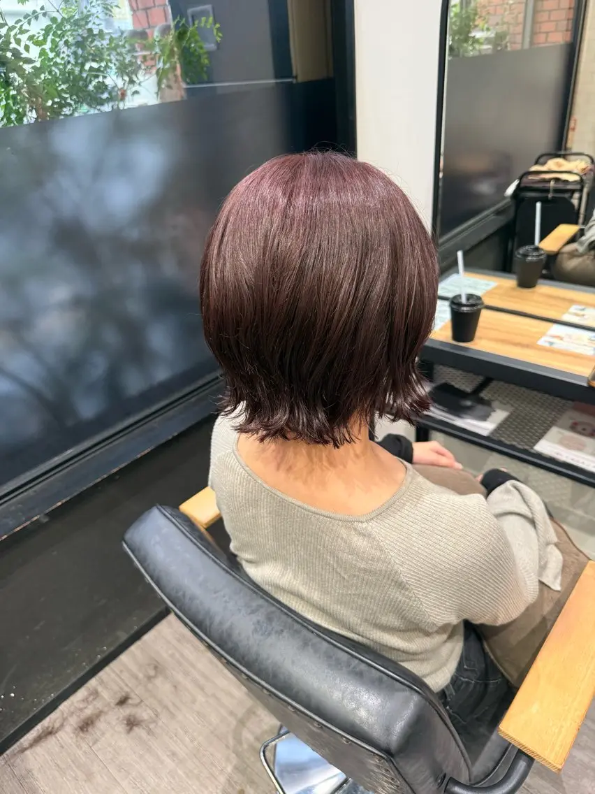 ミディアム カラー ブラウンカラー ピンクカラー ピンクブラウン ボブ カット ヘアカラー トリートメント 艶髪レイヤー上田 紗也🇰🇷💗のヘアスタイル
