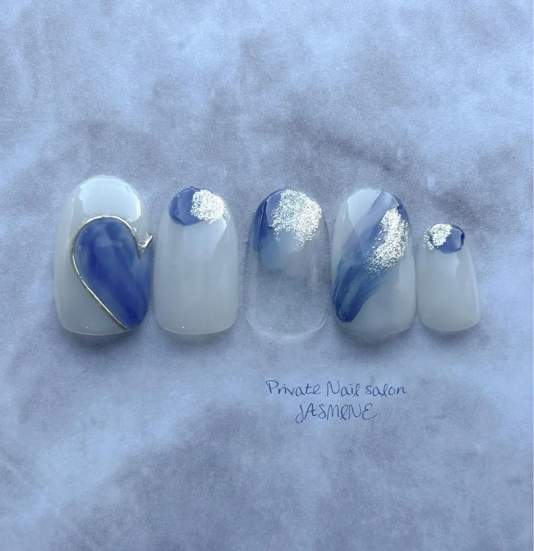 ネイル ハート ミラーネイル ハンドネイル Nail salon JASMINEのネイルデザイン