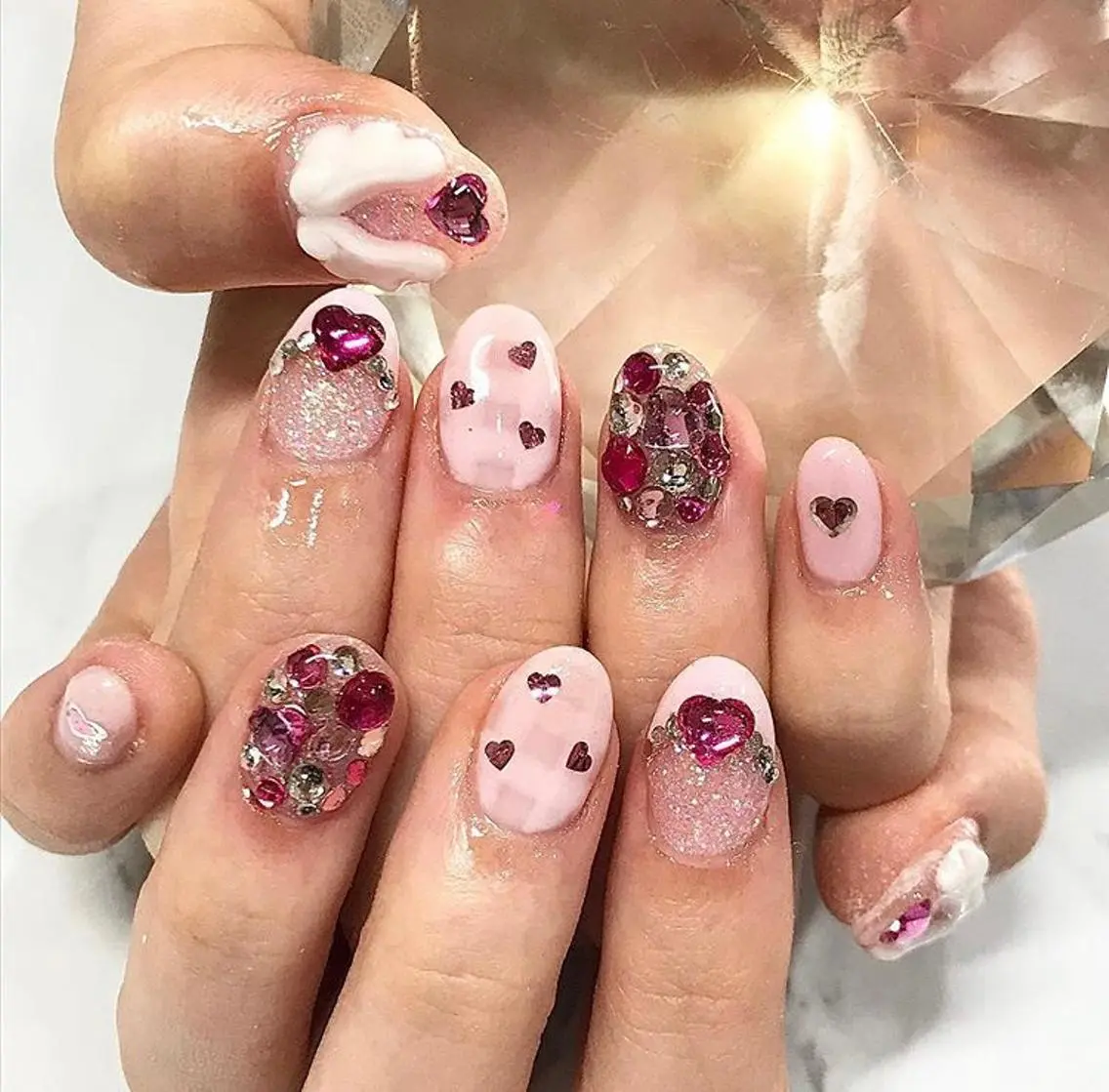 ネイル 渋谷／チップ長さ出し 👑アプレgel-xのネイルデザイン