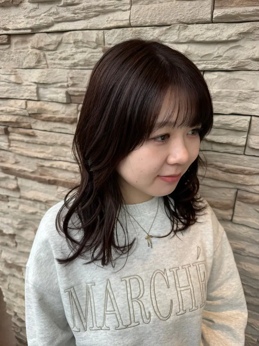 ロング ピンクラベンダー カット ヘアカラー トリートメント レナークアリア 梅津美憂のヘアスタイル