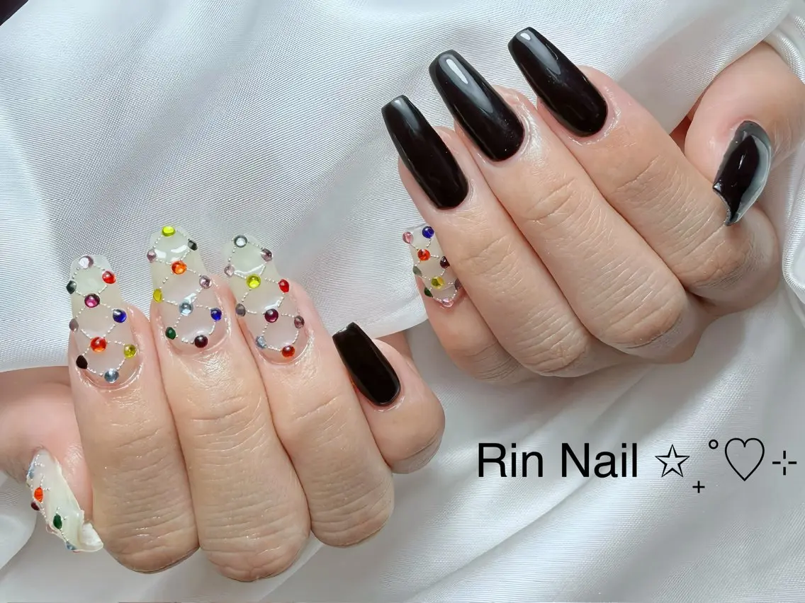 ネイル 成人式 ロングネイル ネイルチップ ハンドネイル Rin Nail 新大久保店のネイルデザイン