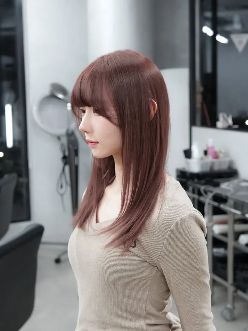 ミディアム カラー ブラウンカラー 透明感カラー ピンクカラー ピンクブラウン トリートメント ヘアカラー トリートメント 🦋髪質改善/艶髪 /カラー/go🦋のヘアスタイル