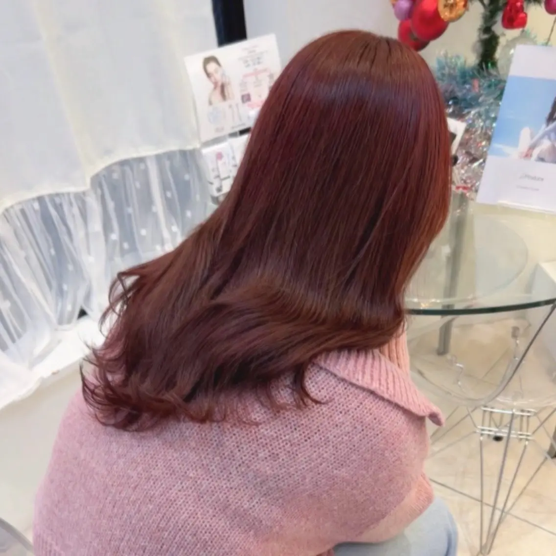 ロング カラー ブリーチ ブリーチなしカラー レッドカラー トリートメント mei 撮影モデル募集中！のヘアスタイル
