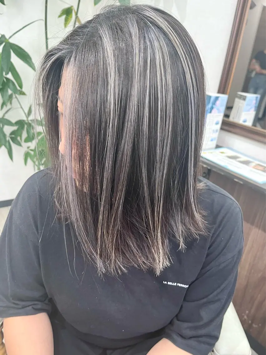 ミディアム カラー ヘアアレンジ ハイライトカラー ハイライト Belle hair Design青野大貴のヘアスタイル