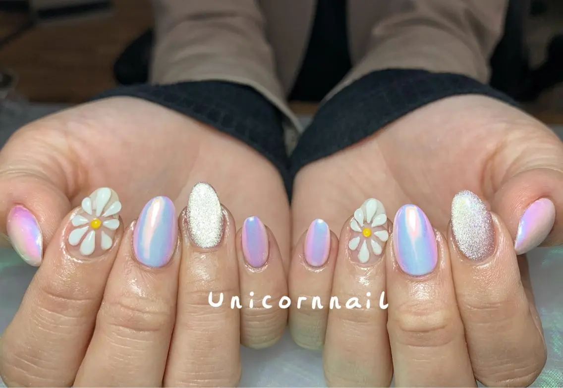 ネイル アートネイル フラワーネイル ミラーネイル ぷっくりネイル Unicorn Nail 矢場町店のネイルデザイン