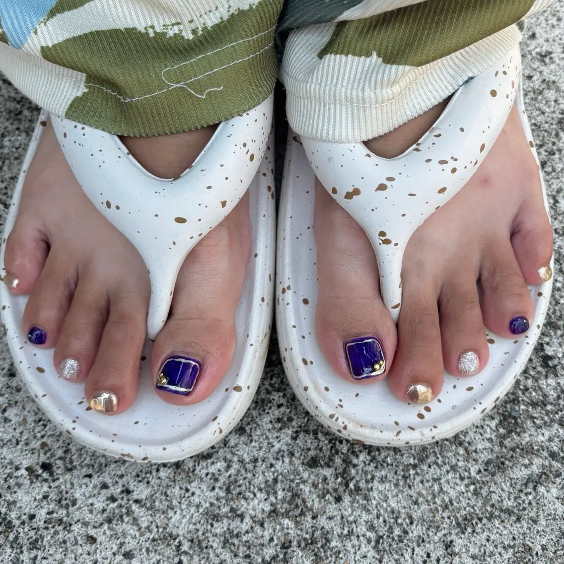 ネイル フットネイル ジェルネイル キラキラネイル マグネットネイル ニュアンスネイル フットネイル tamu nail 金町のネイルデザイン