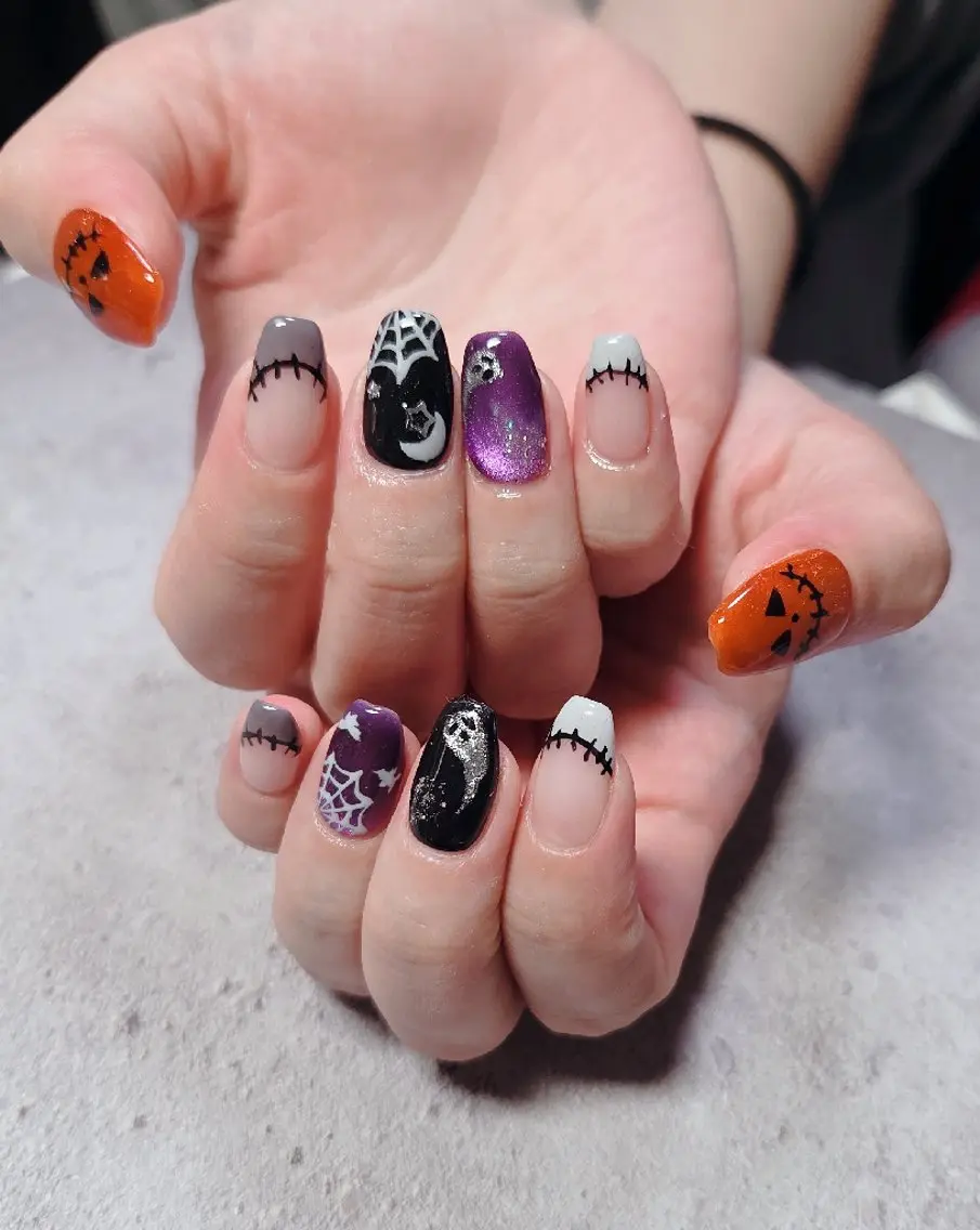 ネイル アートネイル フレンチネイル ハロウィン マグネットネイル ニュアンスネイル ハンドネイル flure de neige yukiのネイルデザイン