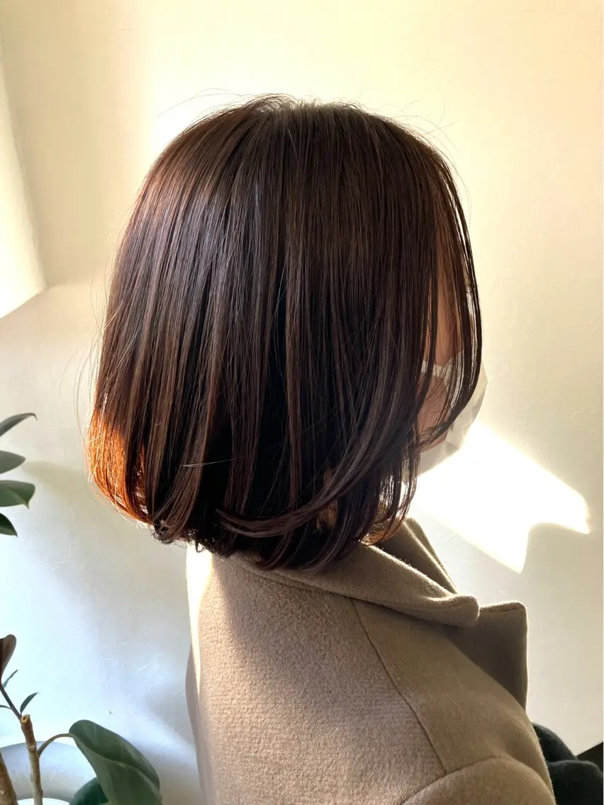 ミディアム ボブ 顔周りカット 阿部 雲母のヘアスタイル