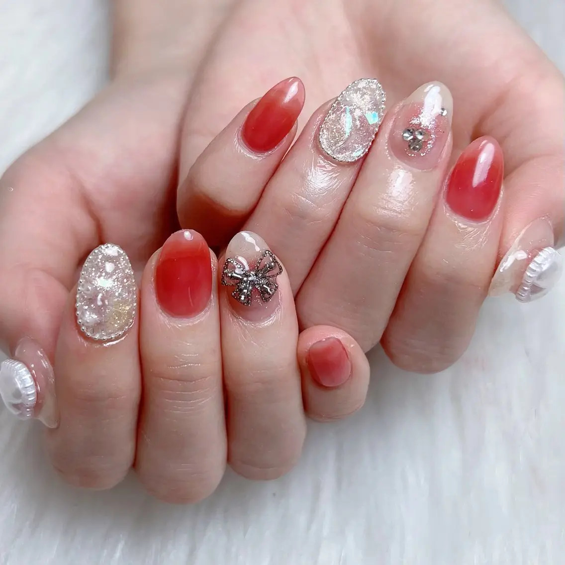 メンズ ネイル メンズ韓国風 アートネイル オーロラネイル ガーリー キラキラネイル ハンドネイル Nail salon 木にいるのネイルデザイン